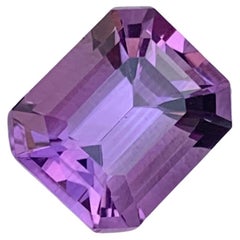 4.0 Carat Natural Faceted Purple Amethyst Emerald Cut From Brazil Mine