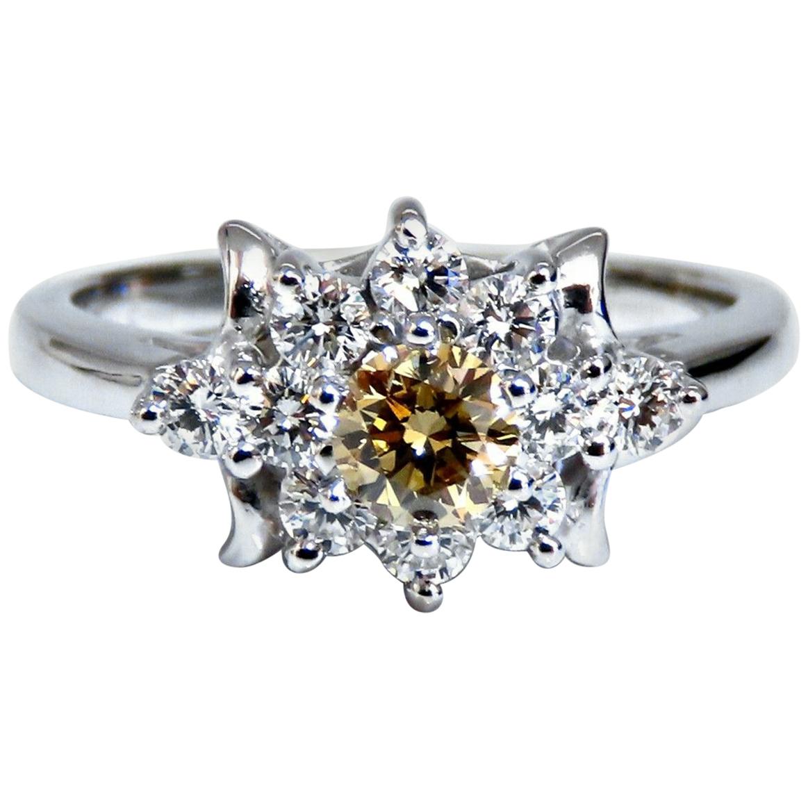 .40 Quilates Anillo de Diamantes Marrones Amarillos de 14 Quilates