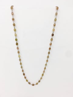 40 Carat Natural Fancy Multicolored Diamond Bead Necklace in 18 Karat