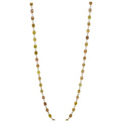 40 Carat Natural Fancy Multicolored Diamond Bead Necklace in 18 Karat