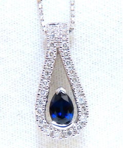 .40 Carat Natural Pear Shaped Sapphire Diamonds Drop Pendant 14 Karat*