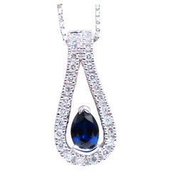 .40 Carat Natural Pear Shaped Sapphire Diamonds Drop Pendant 14 Karat*