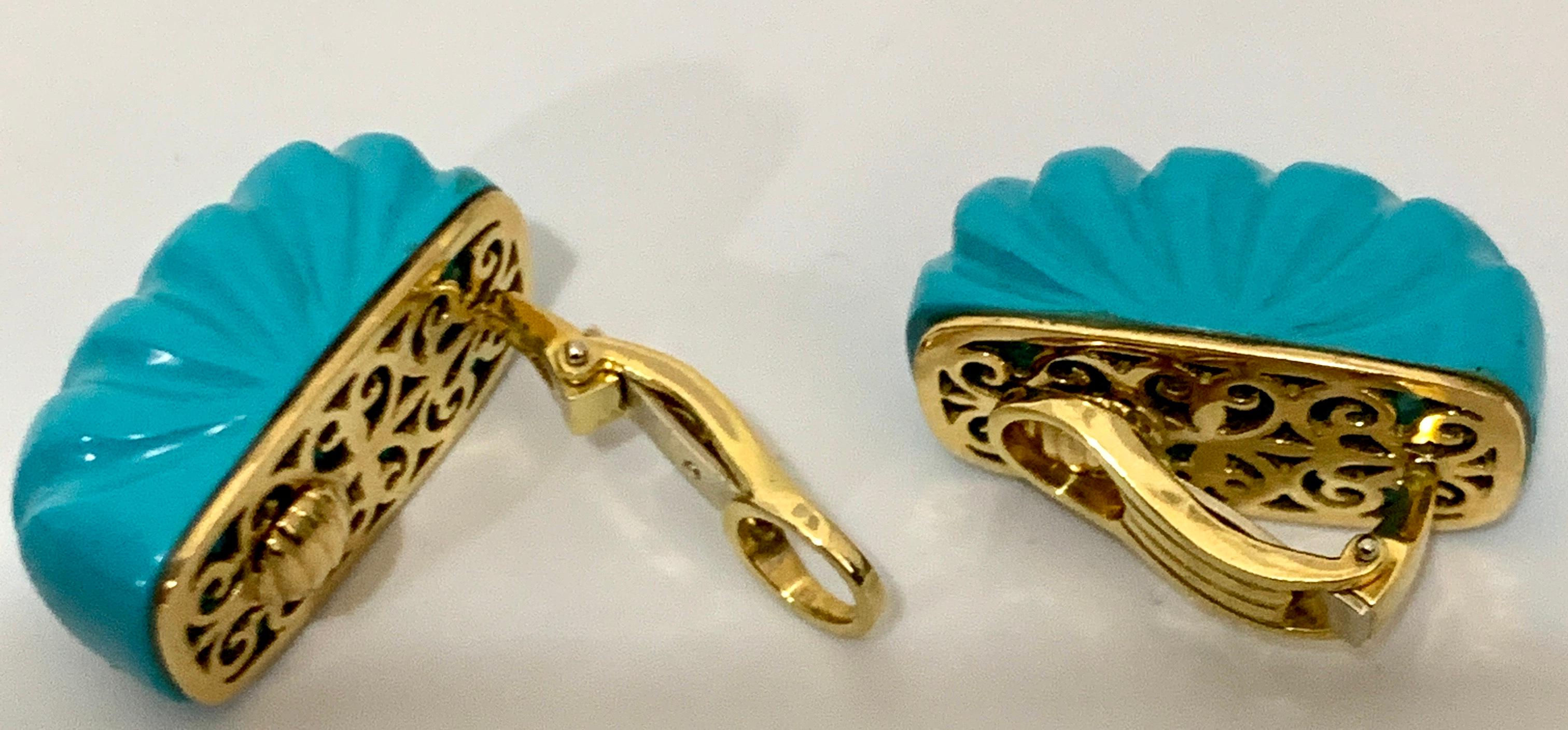 40 Carat Natural Sleeping Beauty Turquoise Cocktail Clip Stud Earring 18 KYG For Sale 5