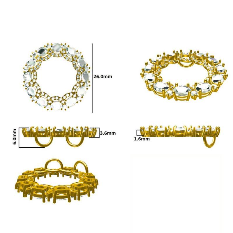 4.0 Carat Oval Sapphire Circle Pendant With 0.60 ct Diamond in 18k White ref822 in vendita 2