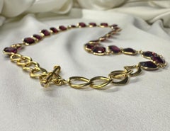 40-Carat Rhodolite Garnet Necklace with Pavé Diamonds and 18k Solid Gold Chain