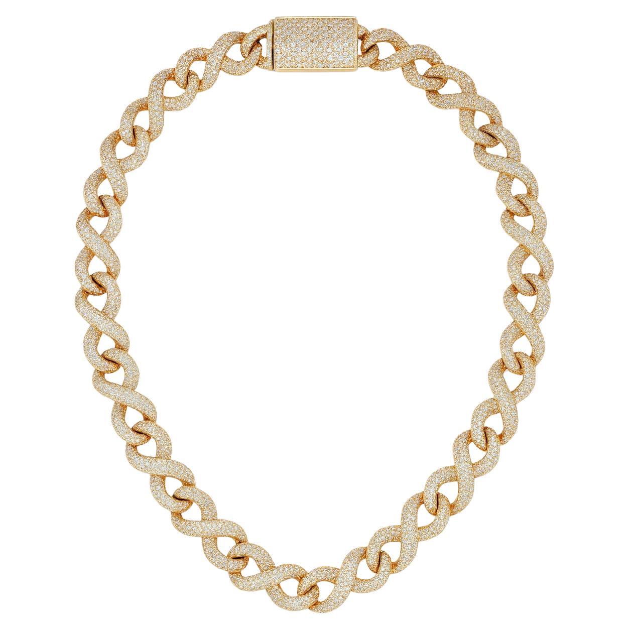 Collana con catena cubana di diamanti a 40 carati con taglio rotondo Brilliante In condizioni ottime in vendita a Chicago, IL