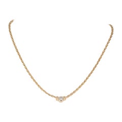 .40 Carat Round Brilliant Diamond Necklace, 14 Karat Yellow Gold Solitaire Wheat