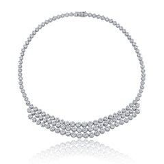 40 Carat Round Brilliant Diamond Platinum 3 Row Chandelier Necklace