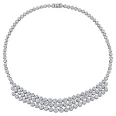 40 Carat Round Brilliant Diamond Platinum 3 Row Chandelier Necklace