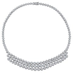 40 Carat Round Brilliant Diamond Platinum 3 Row Chandelier Necklace