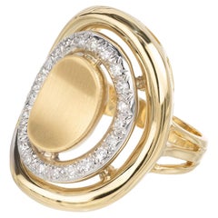 .40 Carat Round Diamond 18k Yellow White Gold Halo Cocktail Ring