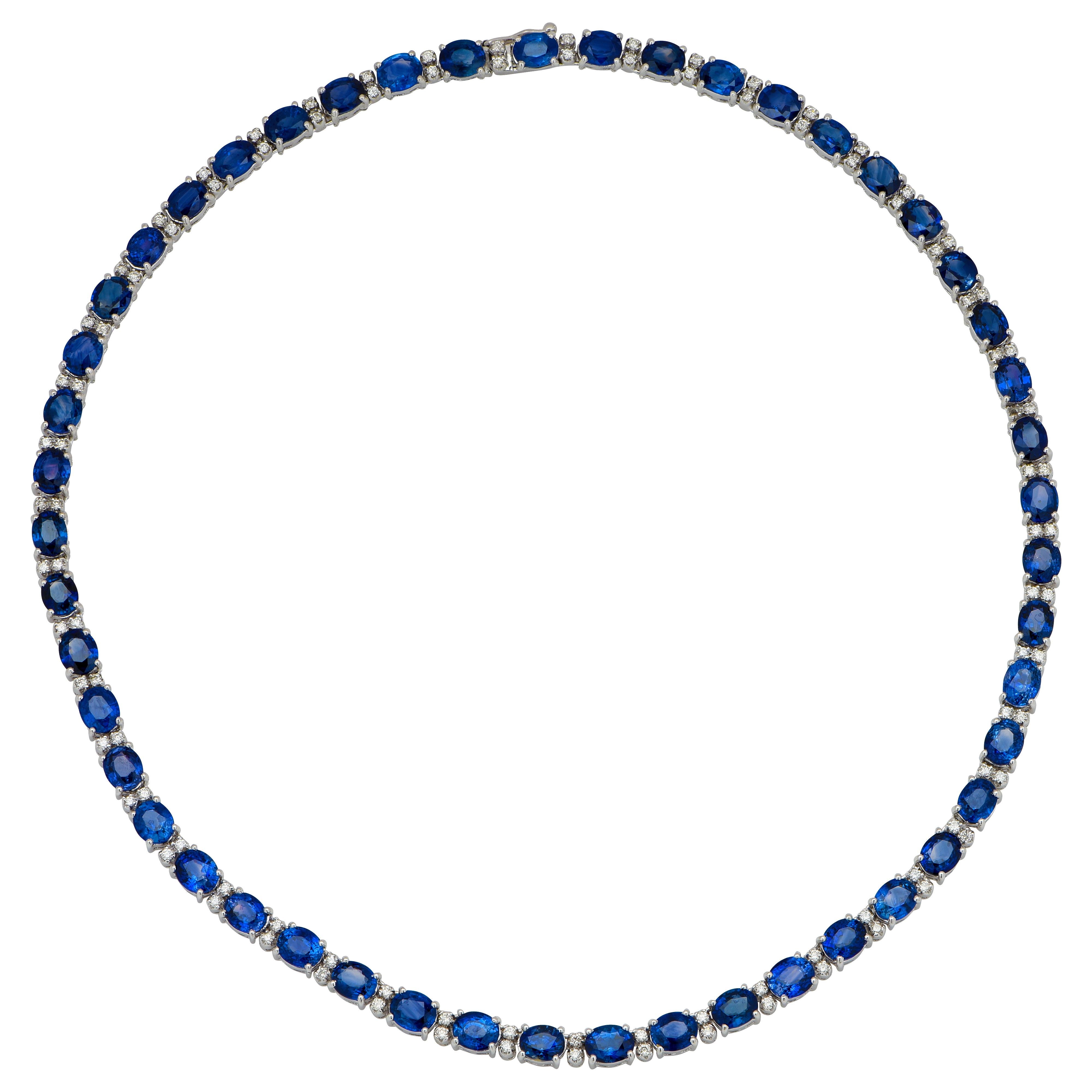 40 Carat Sapphire and Diamond Necklace