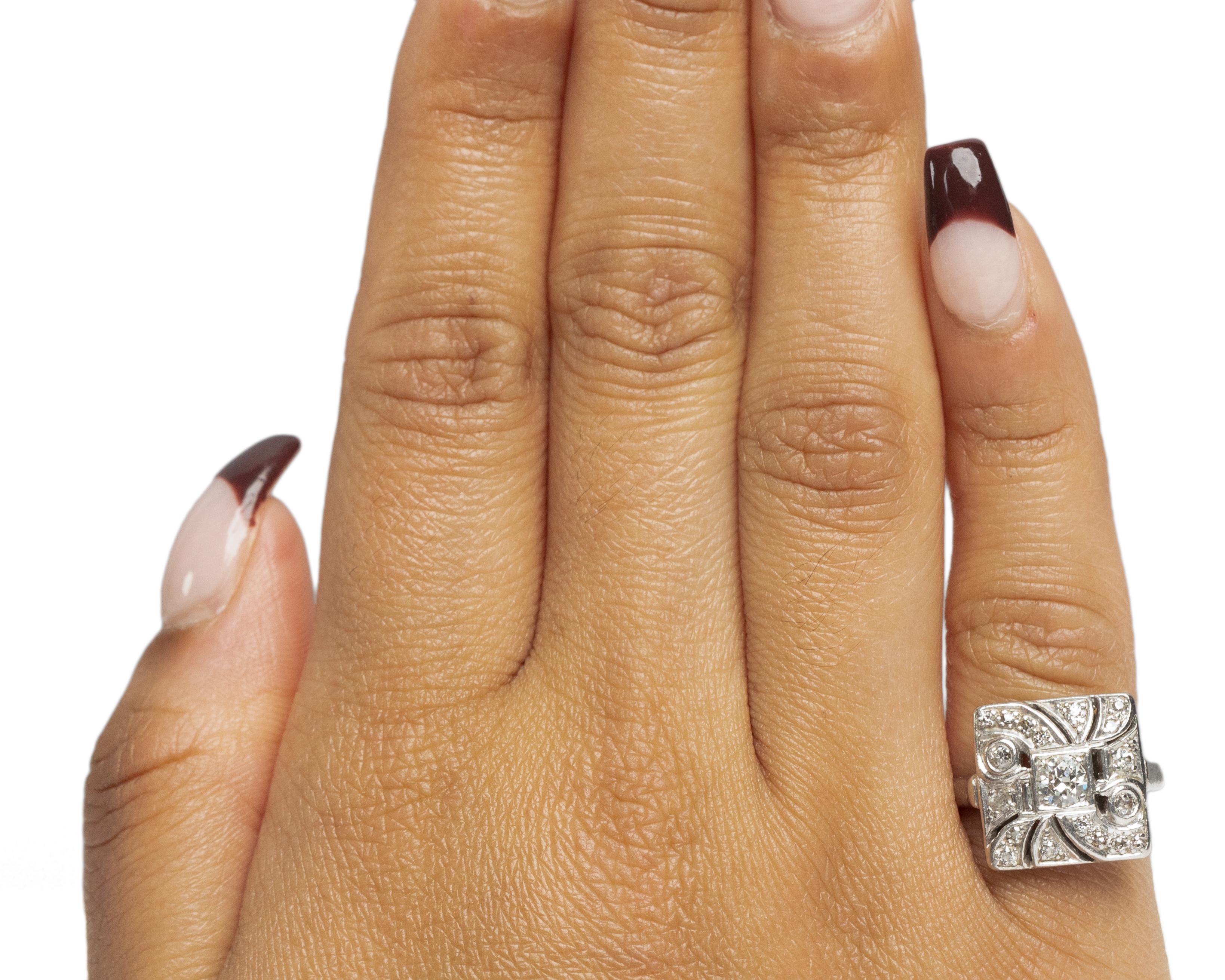 Verlobungsring mit 0,40 Karat Gesamtgewicht, Art Deco Diamant Platin im Zustand „Gut“ im Angebot in Atlanta, GA