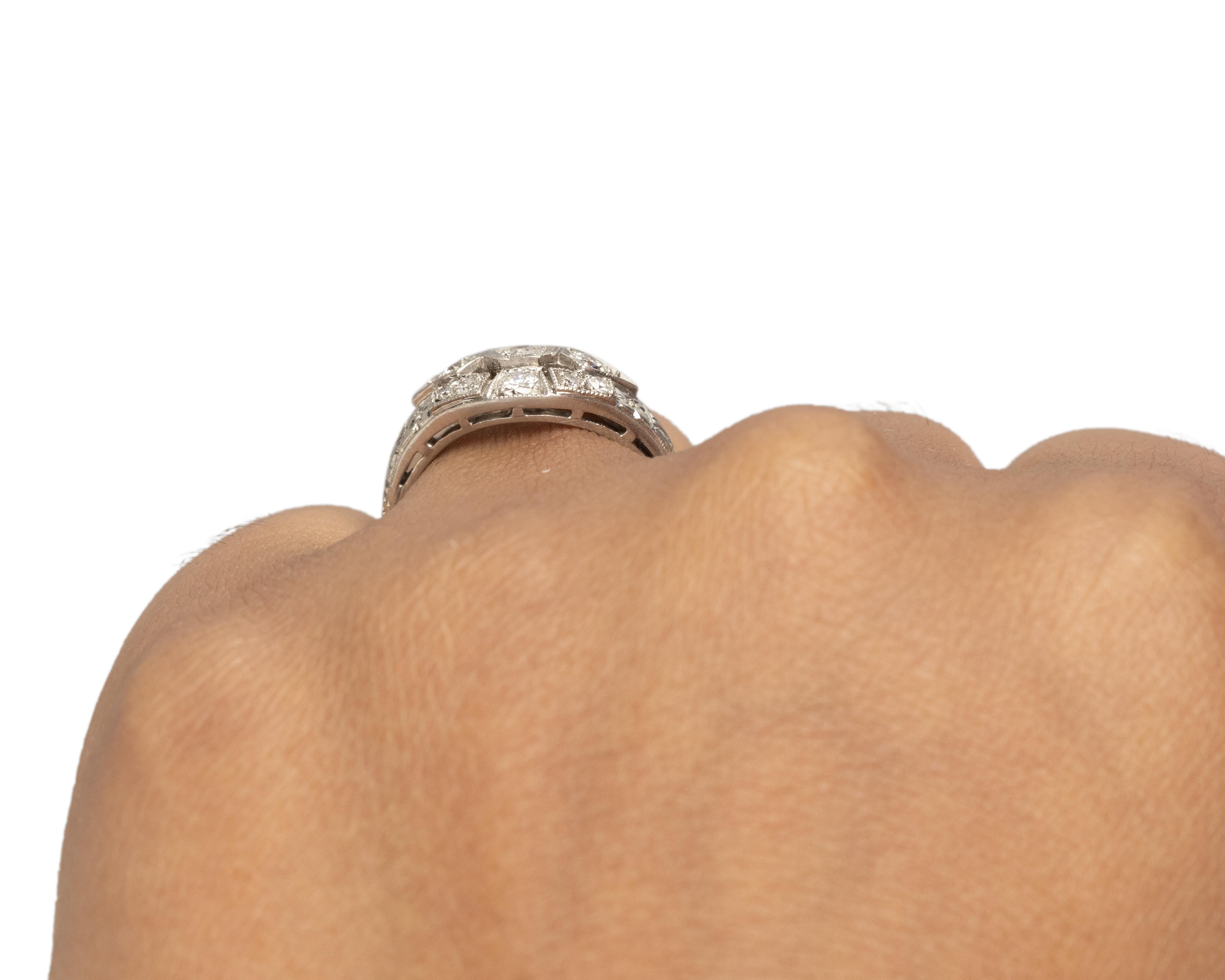 Verlobungsring mit 0,40 Karat Gesamtgewicht, Art Deco Diamant Platin im Angebot 1