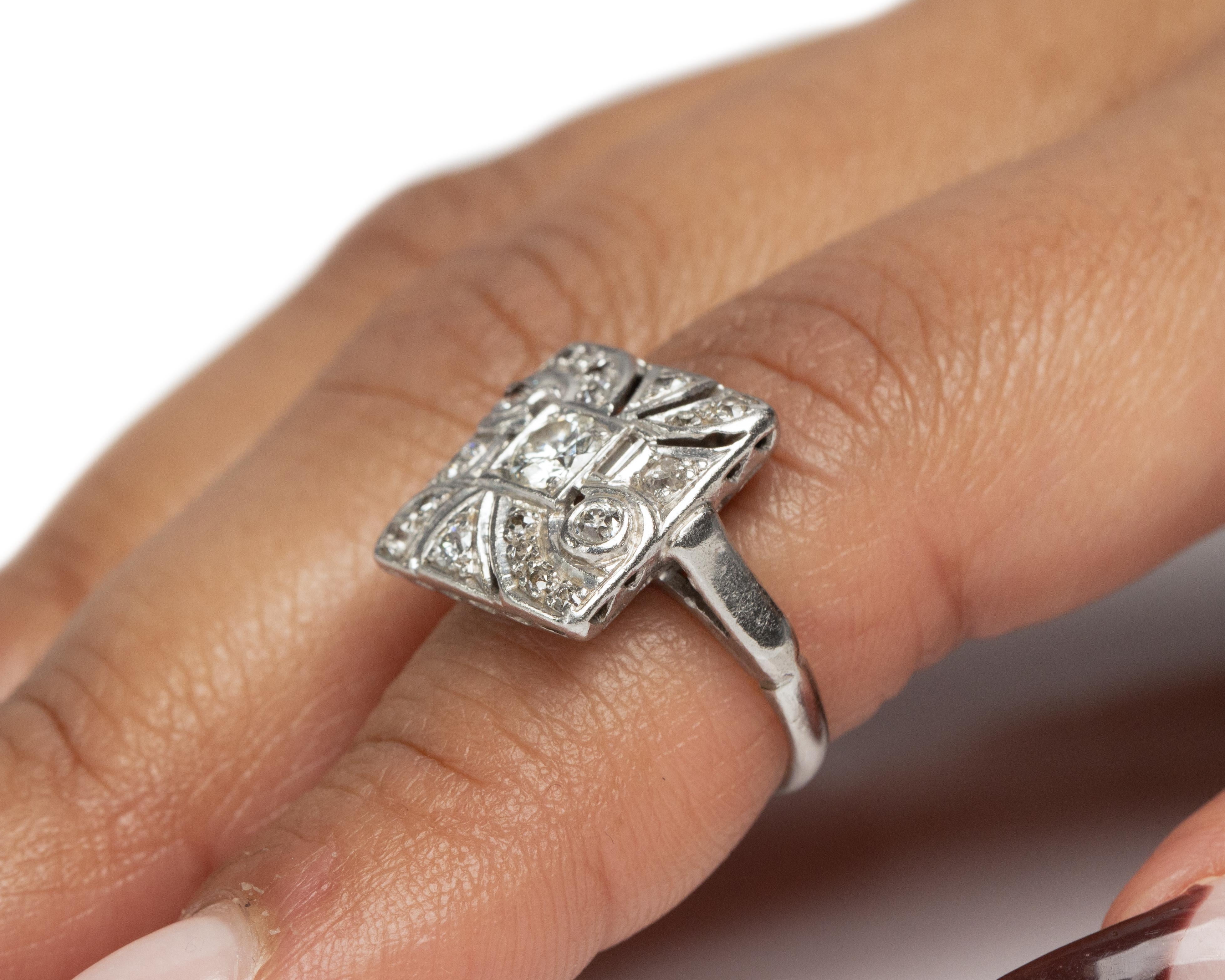 .40 Carat Total Weight Art Deco Diamond Platinum Engagement Ring In Good Condition For Sale In Atlanta, GA