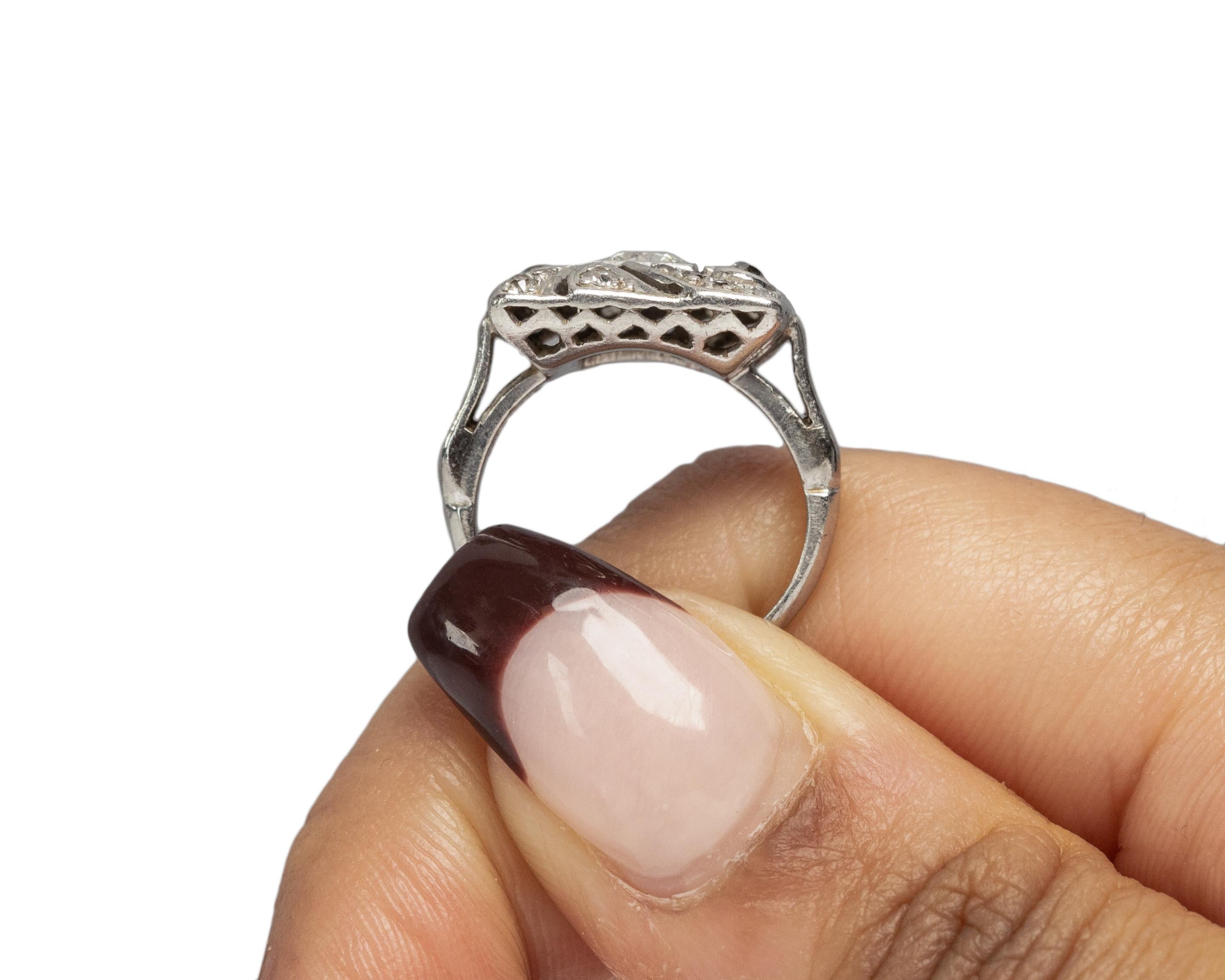 Women's .40 Carat Total Weight Art Deco Diamond Platinum Engagement Ring For Sale