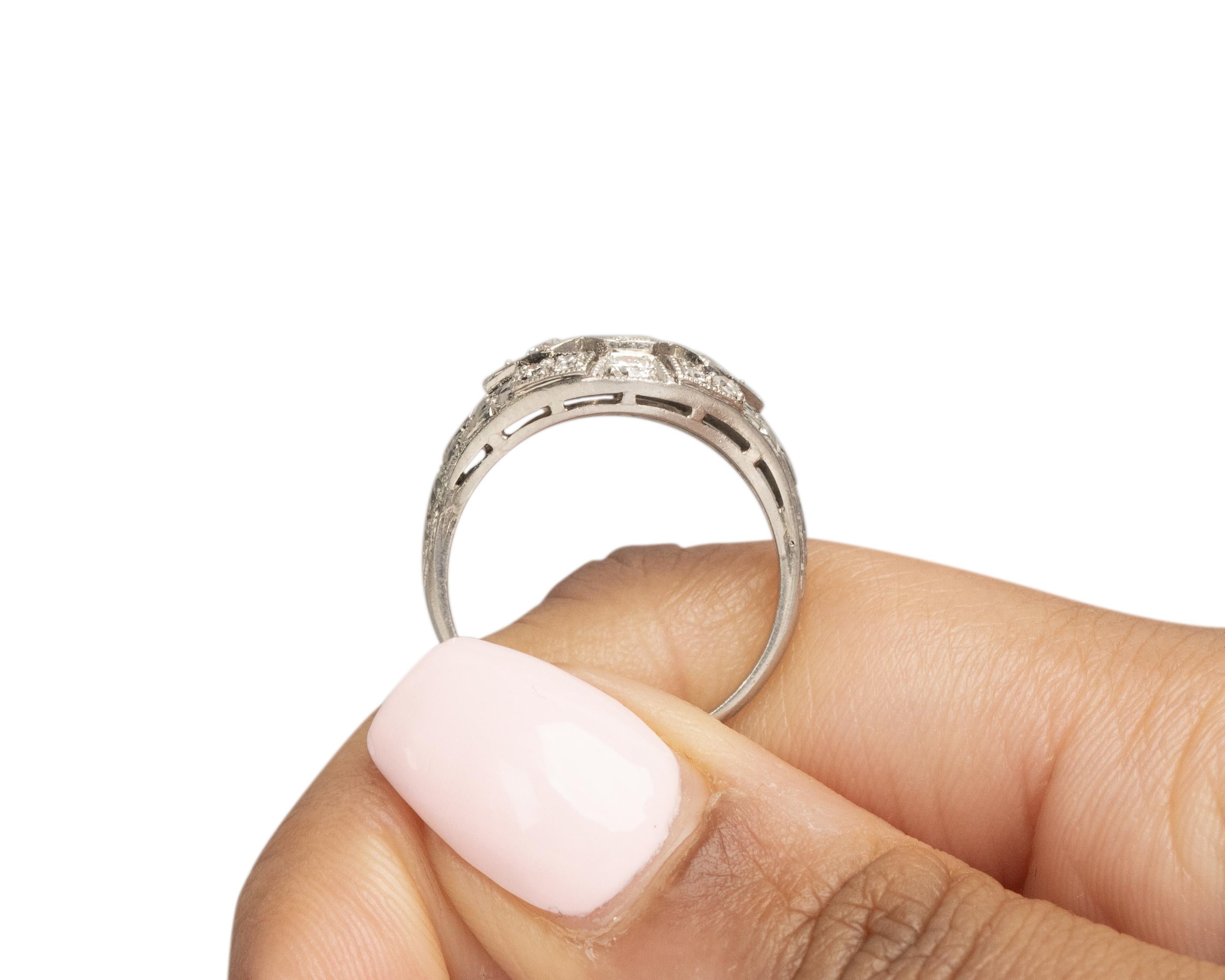 .40 Carat Total Weight Art Deco Diamond Platinum Engagement Ring For Sale 1