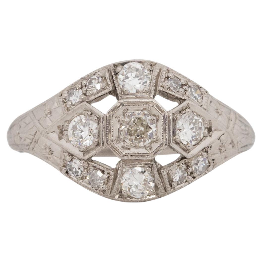 .40 Carat Total Weight Art Deco Diamond Platinum Engagement Ring For Sale