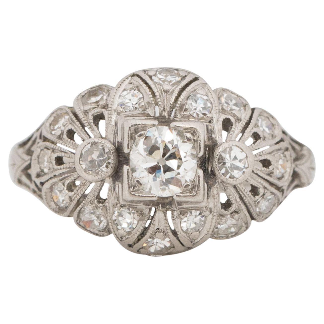 .40 Carat Total Weight Diamond Platinum Engagement Ring For Sale at 1stDibs