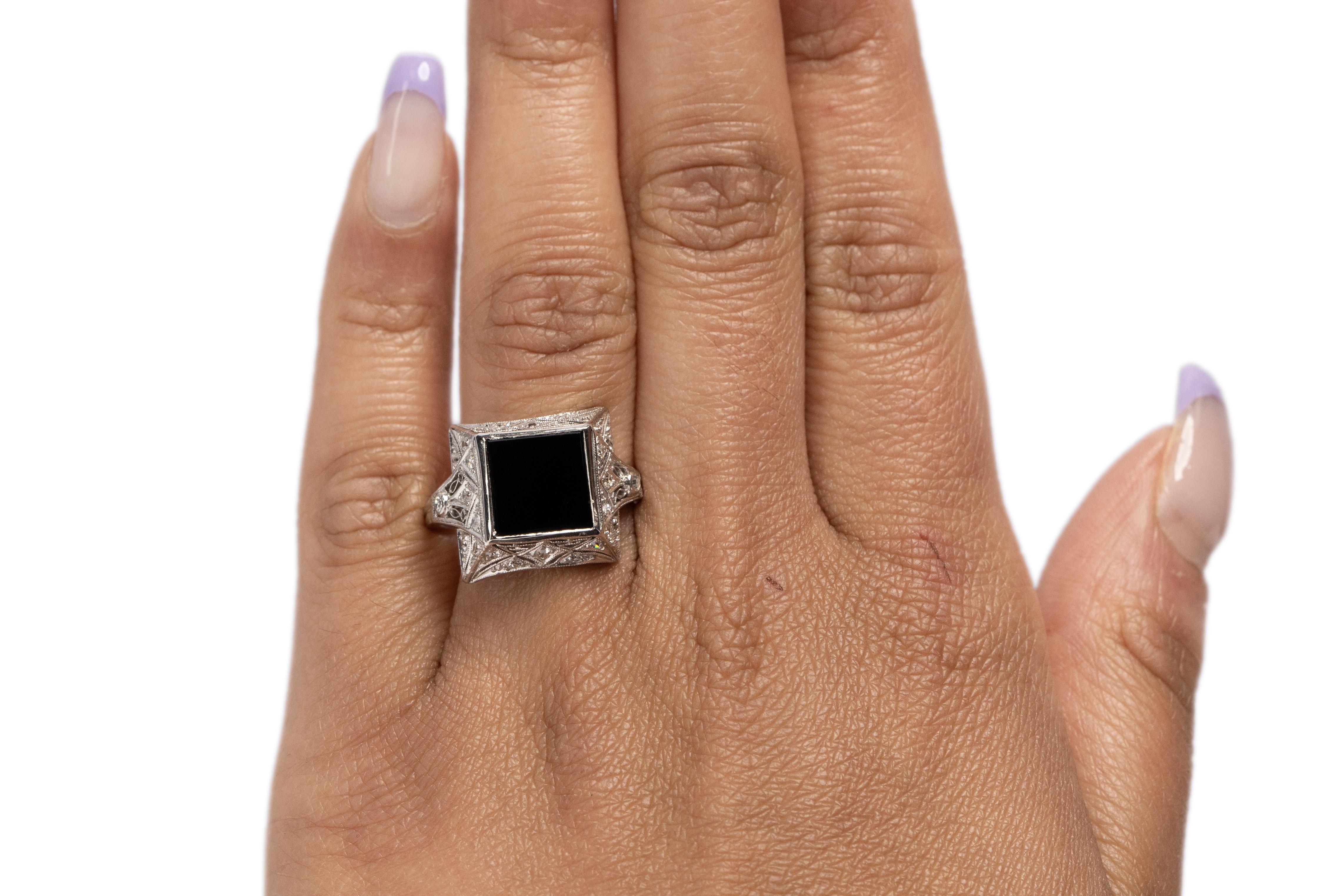 .40 Carat Total Weight Art Deco Diamond Platinum Onyx Engagement Ring Bon état - En vente à Atlanta, GA