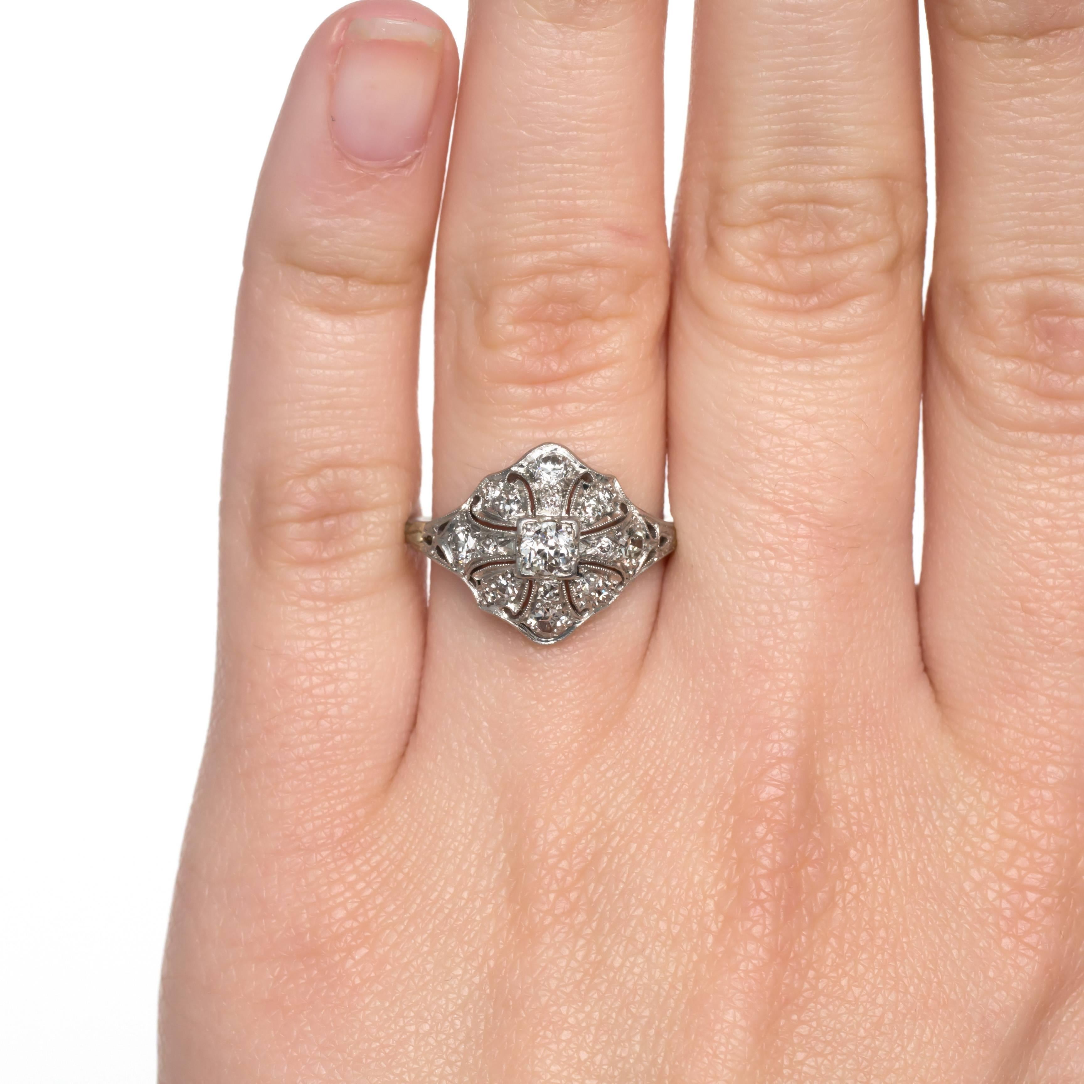 Edwardian .40 Carat Total Weight Diamond Platinum Engagement Ring For Sale