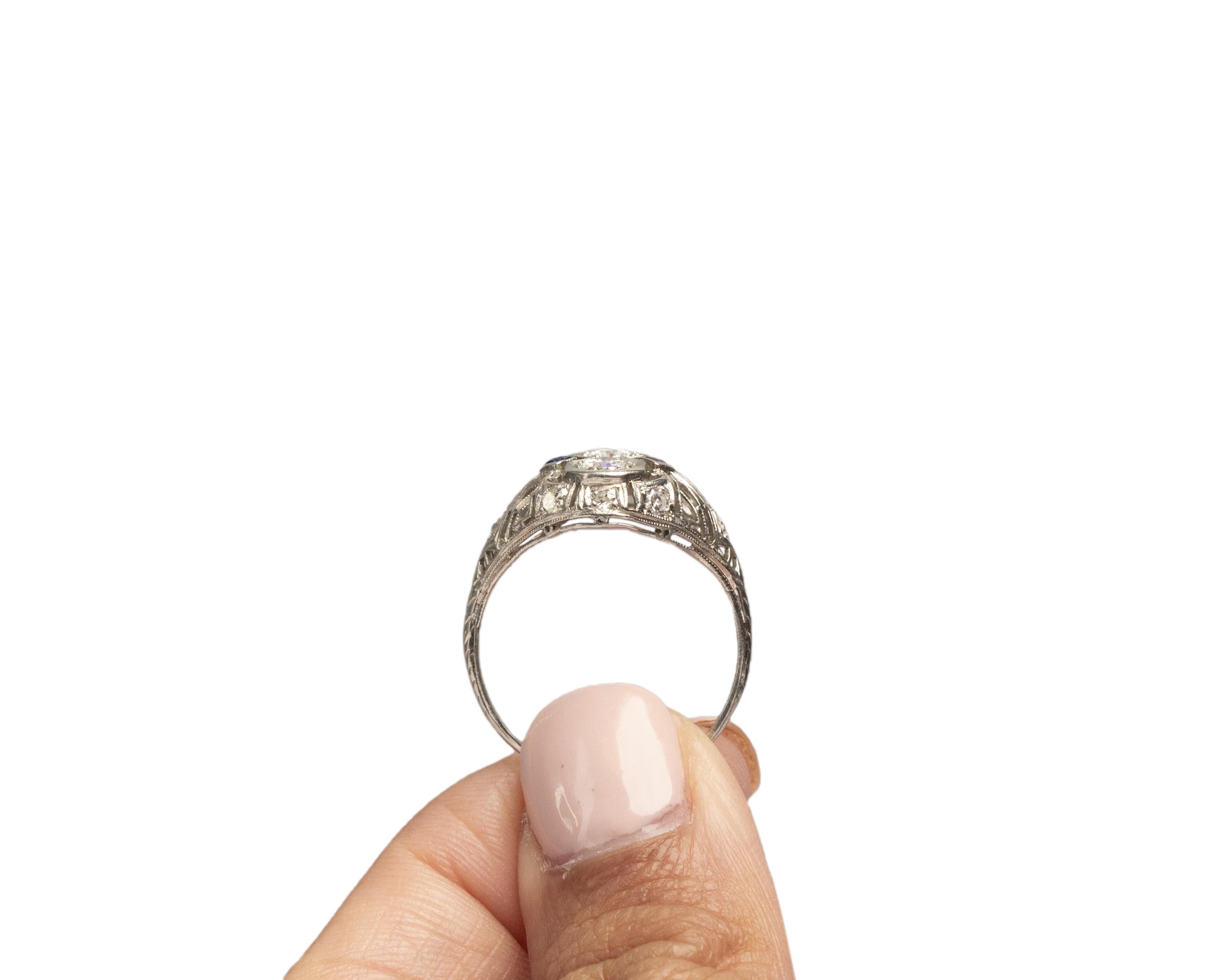 Old European Cut .40 Carat Total Weight Diamond Platinum Engagement Ring
