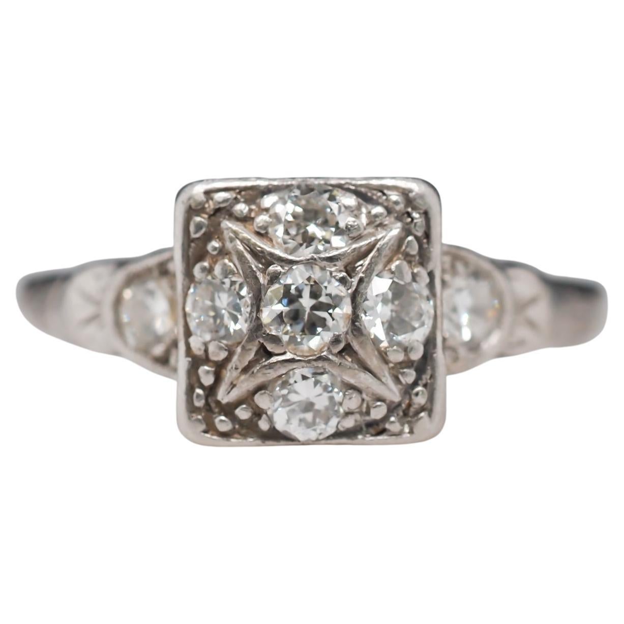 .40 Carat Total Weight Diamond Platinum Engagement Ring For Sale