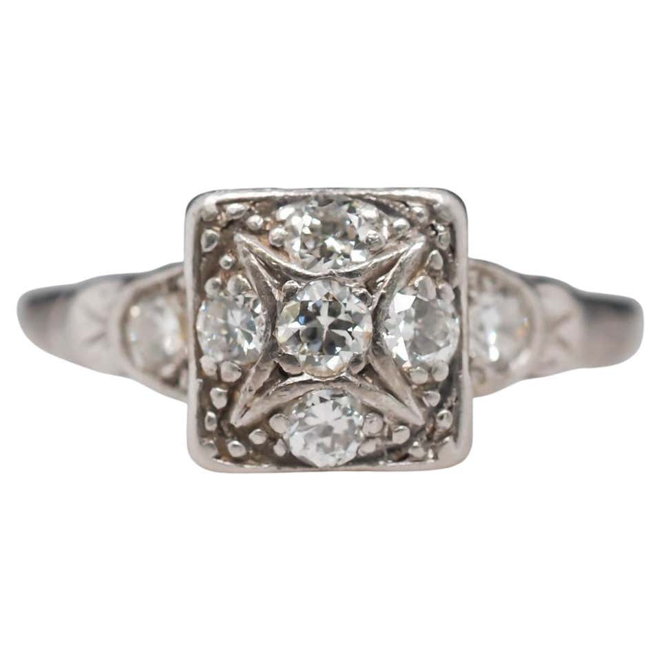 .40 Carat Total Weight Rose Cut Diamond Cocktail Ring For Sale at ...