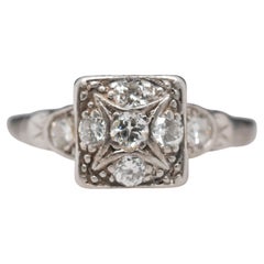 Antique .40 Carat Total Weight Diamond Platinum Engagement Ring