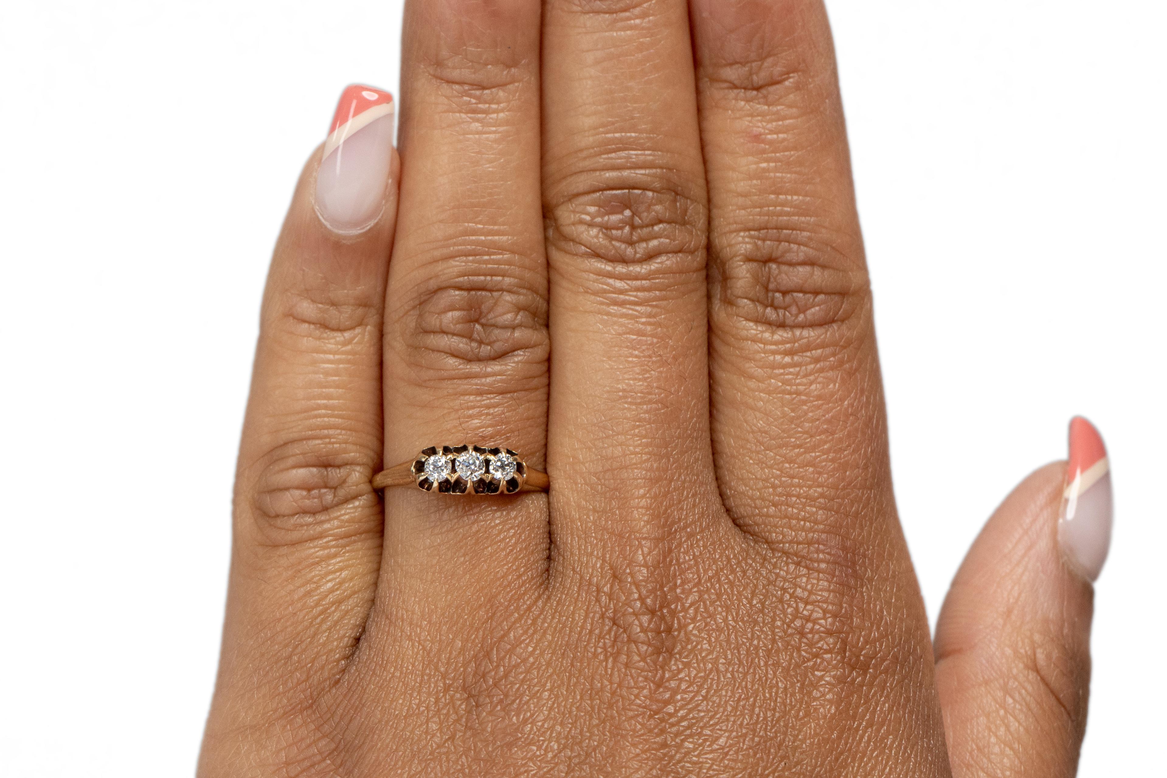 Women's .40 Carat Total Weight Edwardian Diamond 14 Karat Yellow Gold Engagement Ring For Sale