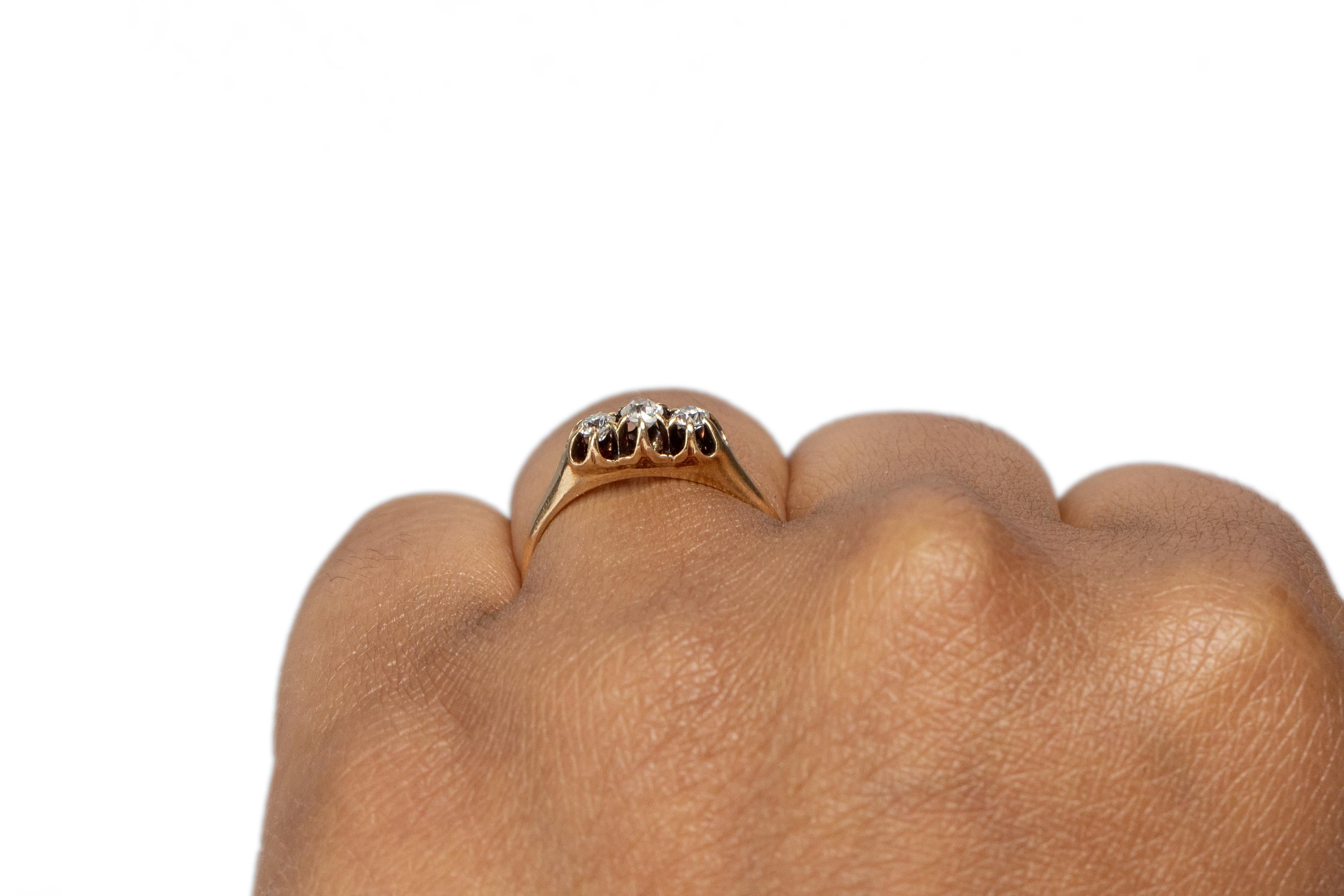 .40 Carat Total Weight Edwardian Diamond 14 Karat Yellow Gold Engagement Ring For Sale 1