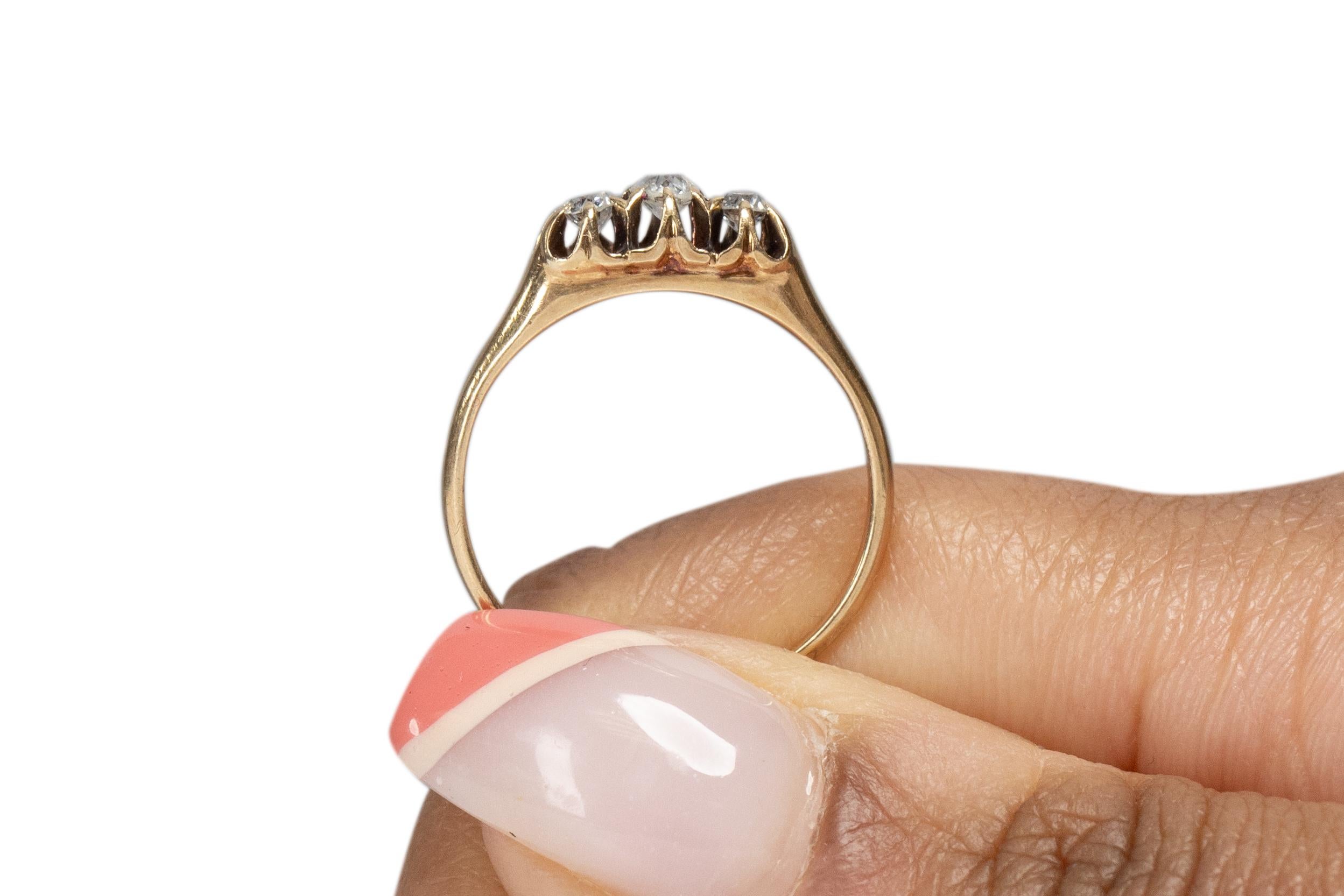 Bague de fiançailles de style édouardien en or jaune 14 carats avec diamants d'un poids total de 0,40 carat en vente 2