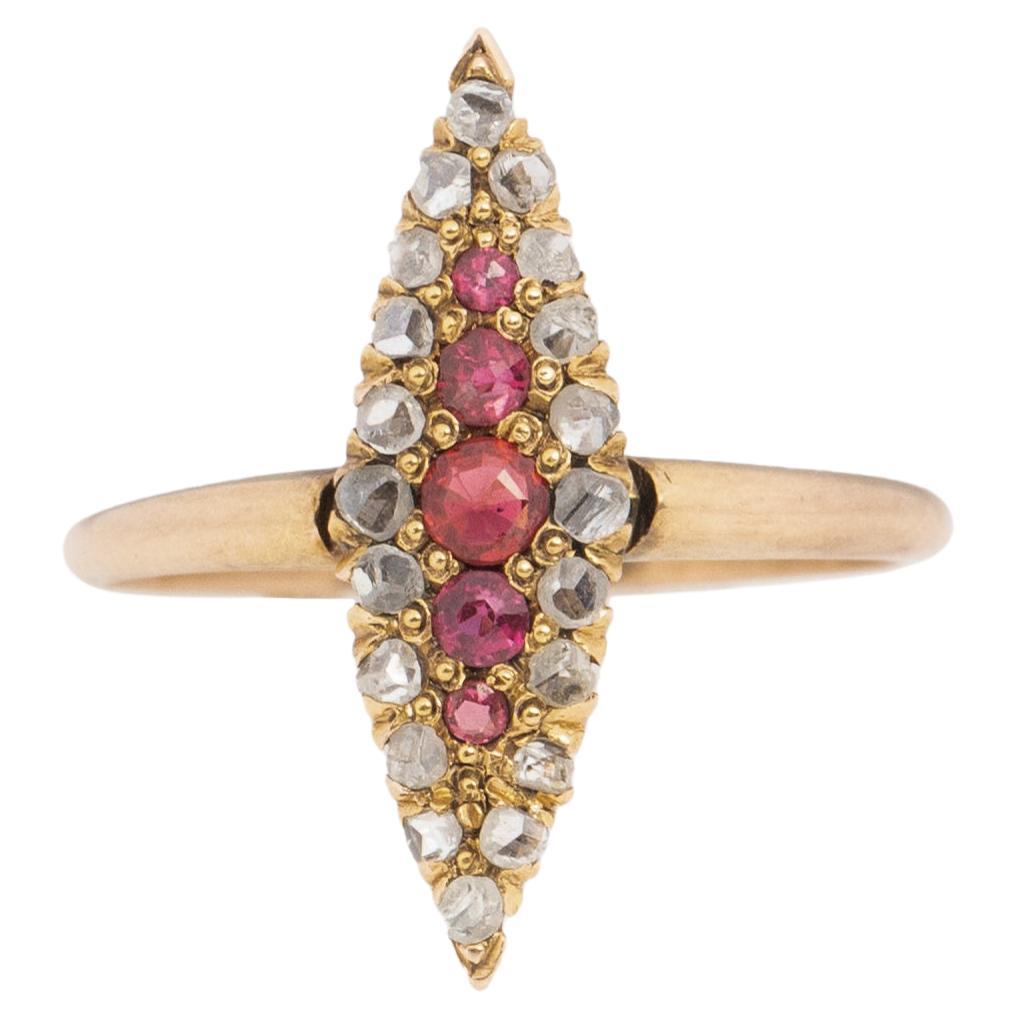 .40 Carat Total Weight Rose Cut Diamond Cocktail Ring For Sale