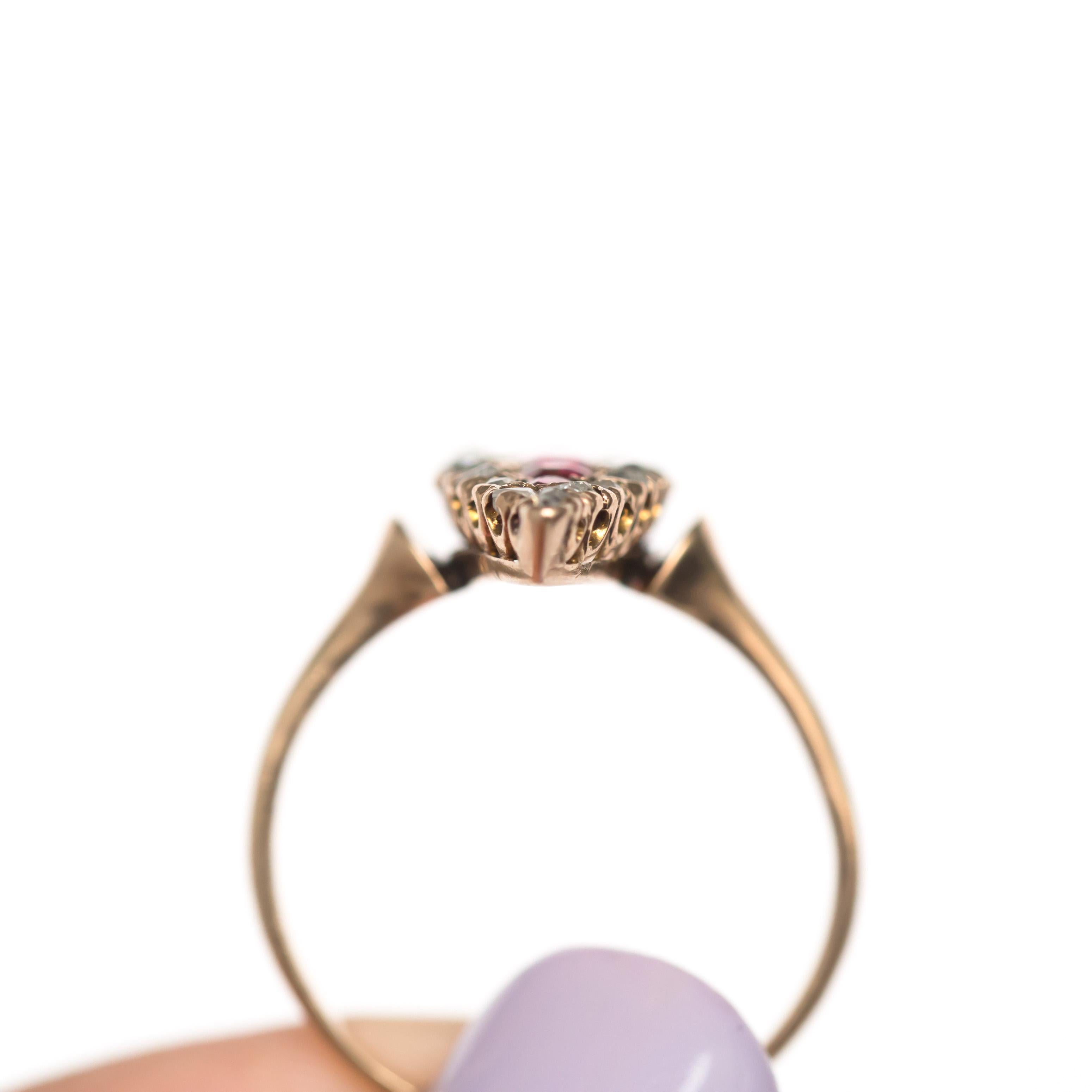 Victorian .40 Carat Total Weight Ruby Yellow Gold Engagement Ring