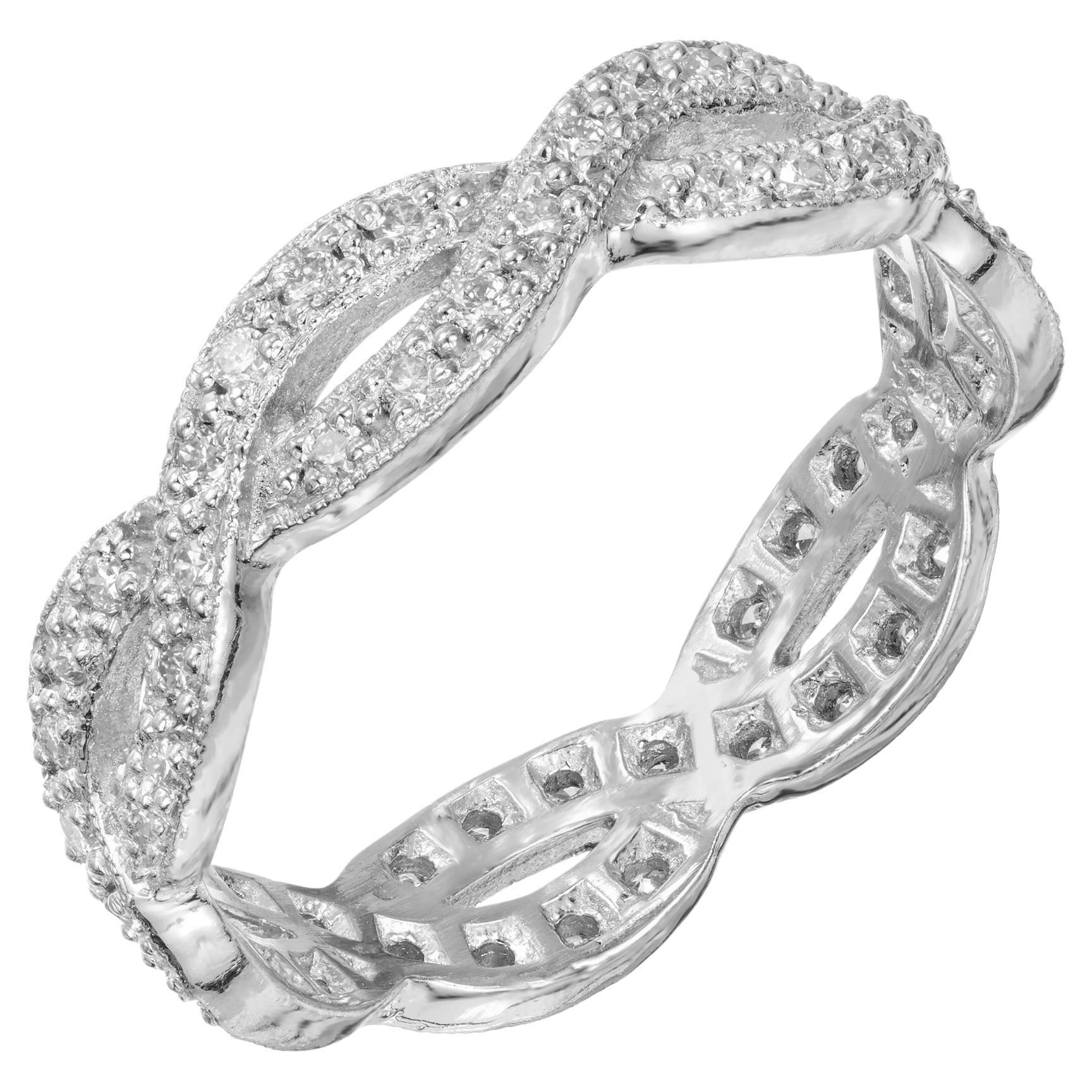 .40 Carat Two Row Diamond Platinum Eternity Wedding Band Ring For Sale