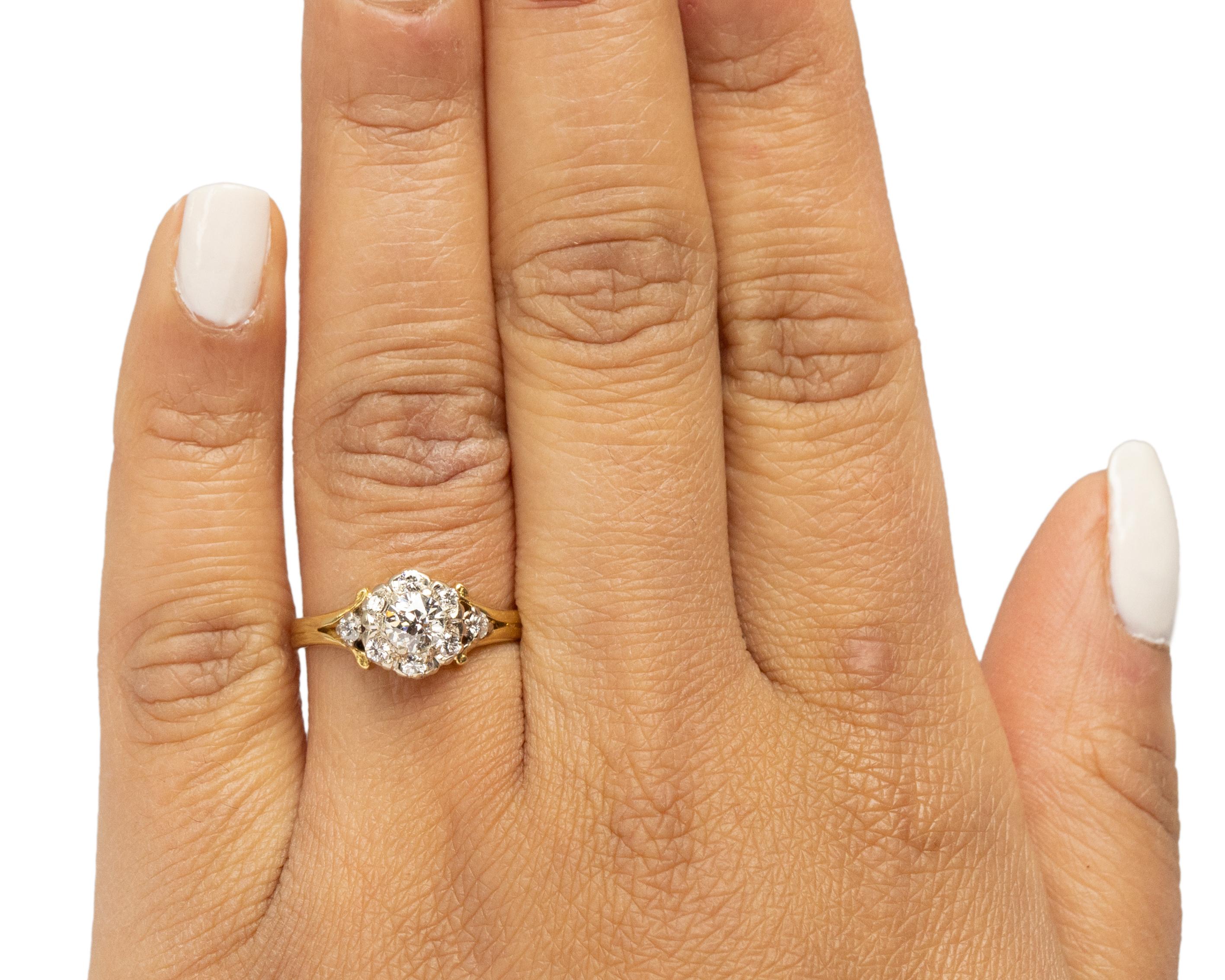 Women's .40 Carat Victorian Diamond 18 Karat Yellow Gold Engagement Ring For Sale