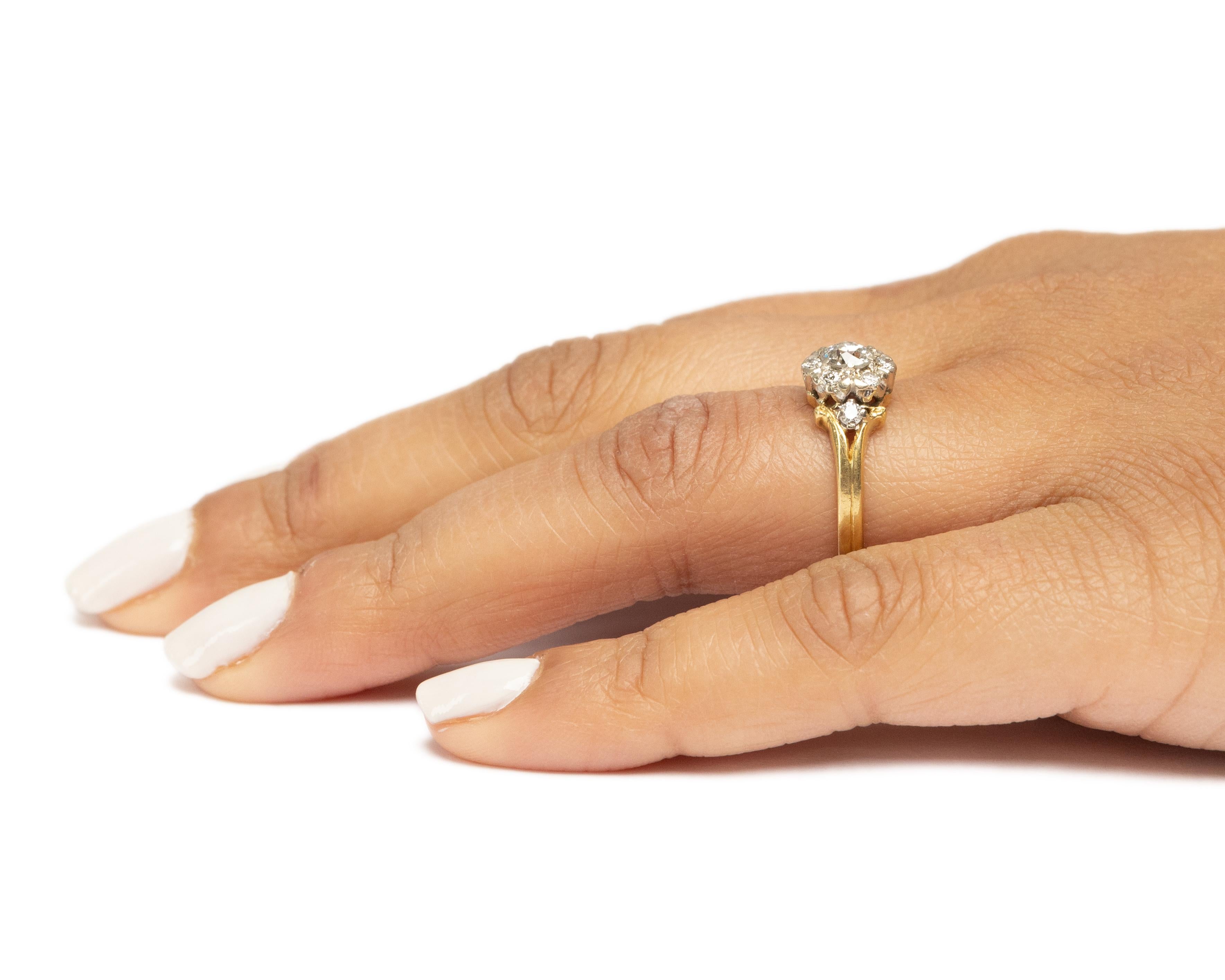.40 Carat Victorian Diamond 18 Karat Yellow Gold Engagement Ring For Sale 2