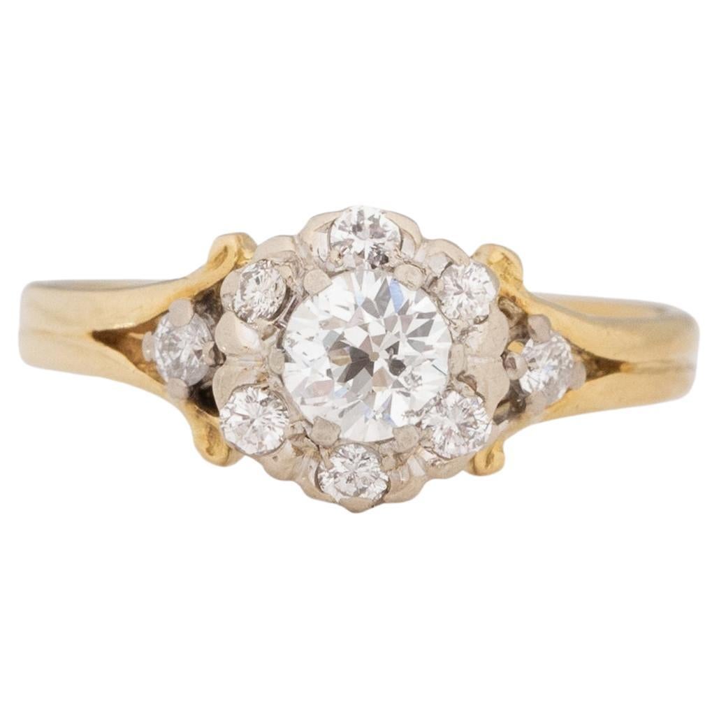40 Karat viktorianischer Diamant-Verlobungsring aus 18 Karat Gelbgold