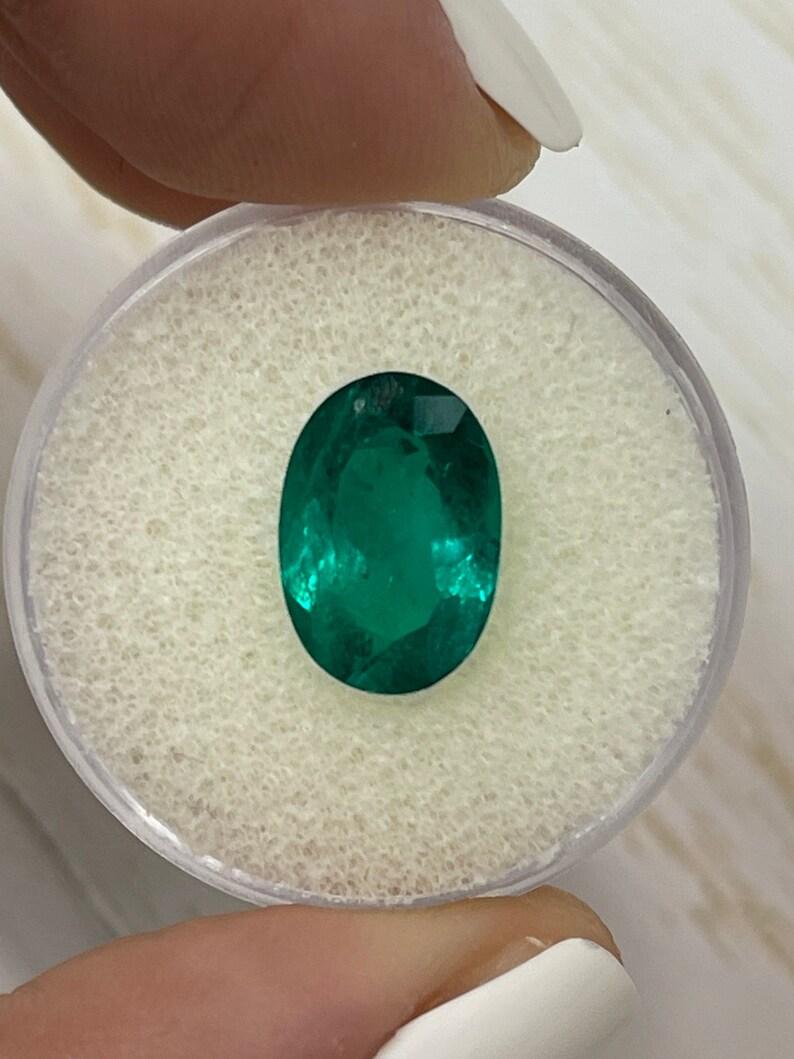 Modern 4.0 Carat Vivid Dark Muzo Green Colombian Emerald Oval - May Birthstone Gem For Sale