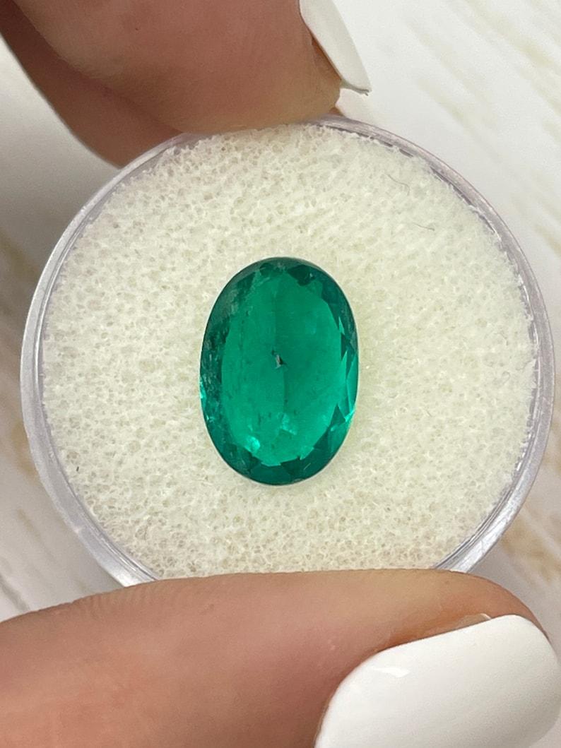4.0 Carat Vivid Dark Muzo Green Colombian Emerald Oval - May Birthstone Gem For Sale 1
