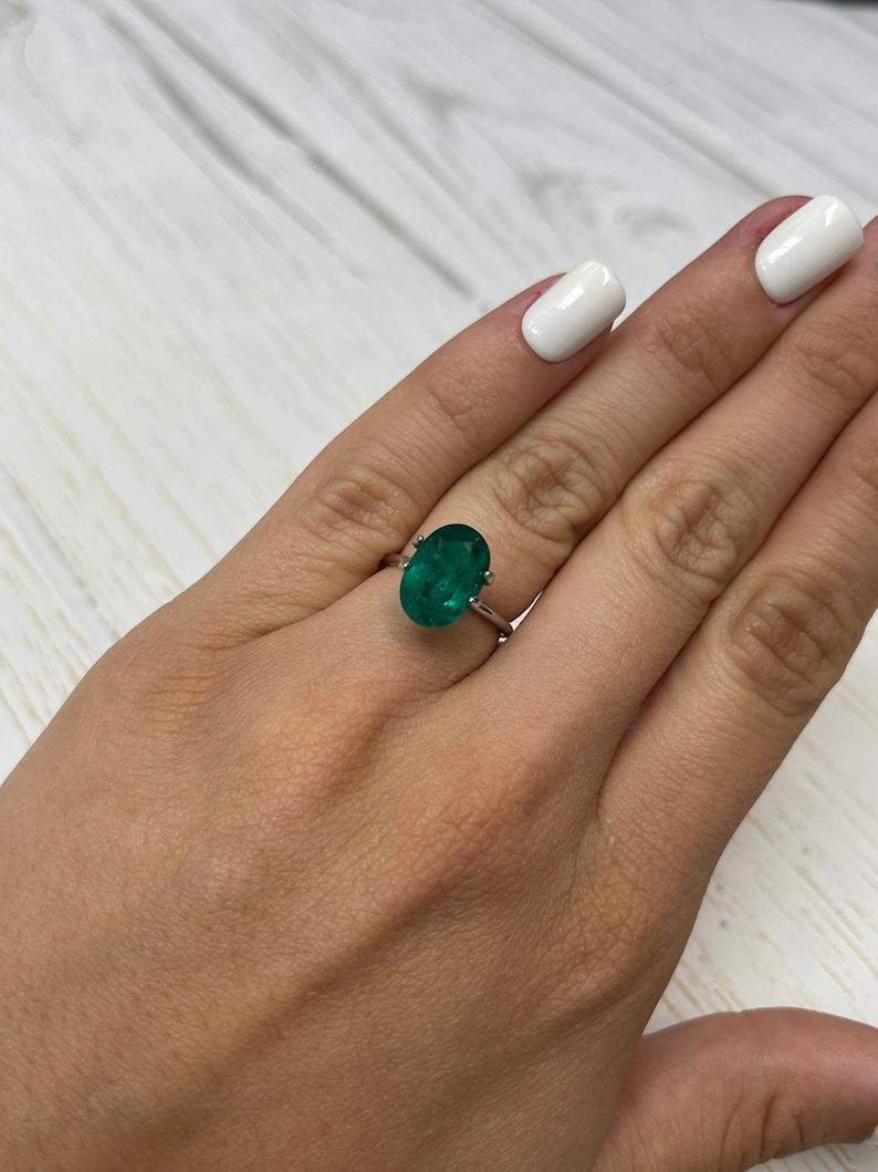 4.0 Carat Vivid Dark Muzo Green Colombian Emerald Oval - May Birthstone Gem For Sale 3
