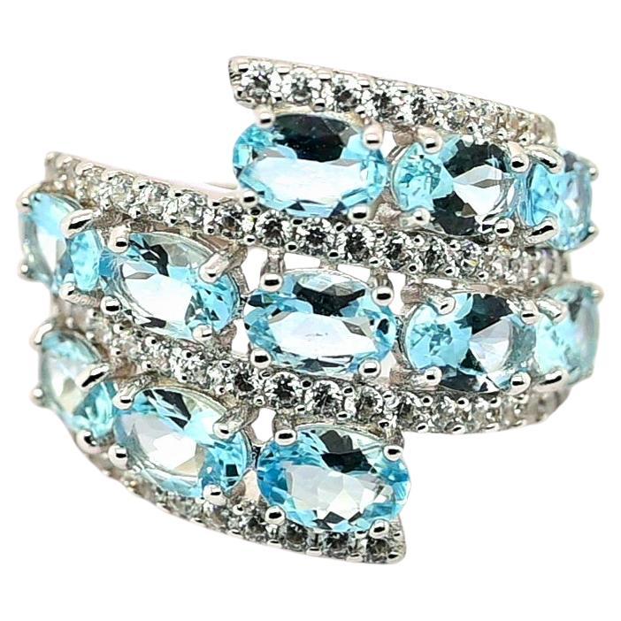 4.0 Ct Aquamarine Cocktail Ring 925 Sterling Silver Bridal Wedding Ring