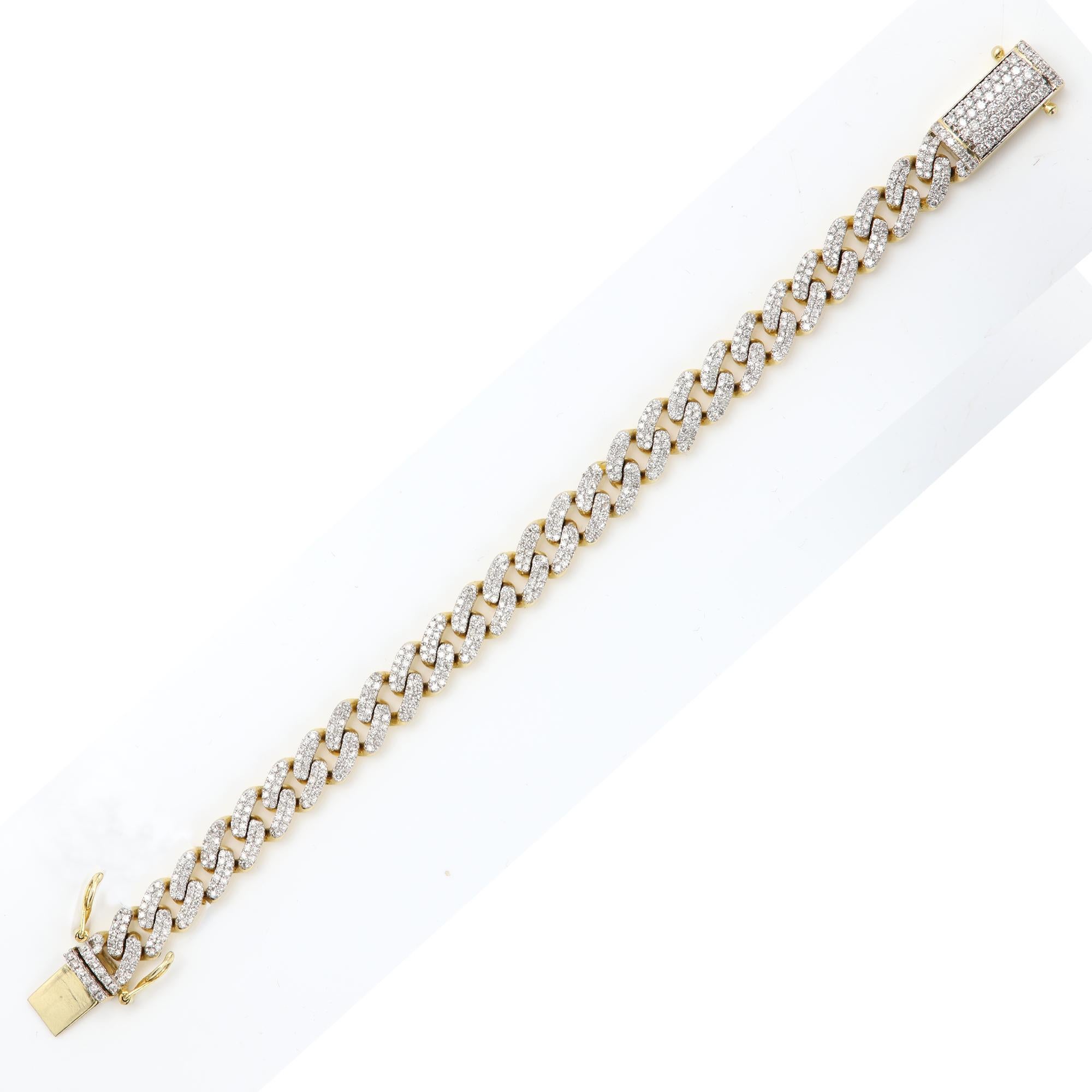 Bracelet à maillons glacés en or 14 carats avec diamants naturels cubains 4,0 carats en vente 5