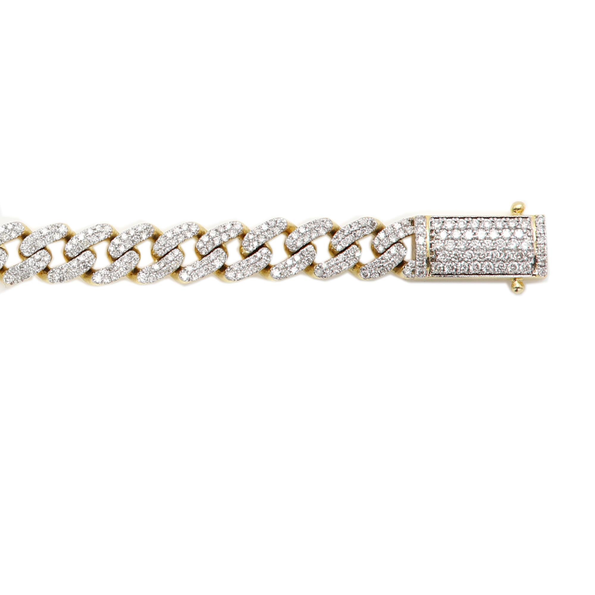 Bracelet à maillons glacés en or 14 carats avec diamants naturels cubains 4,0 carats en vente 6