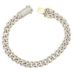 4.0 Ct Bracciale Cubano 14 Carati A Link Diamanti Naturali