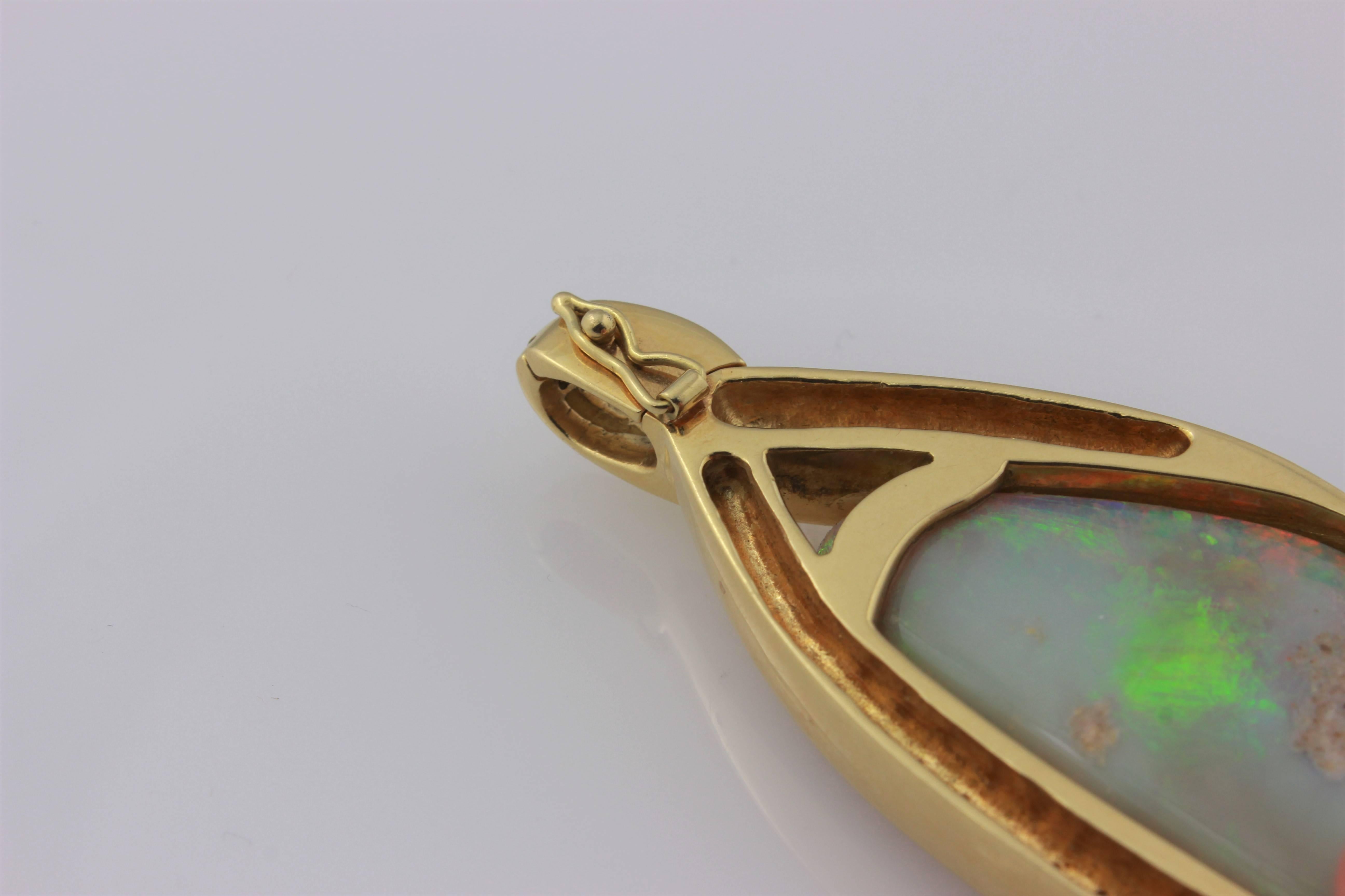 40 Carat Multi-Color Harlequin Pattern Free-Form Custom Opal Pendant For Sale 4