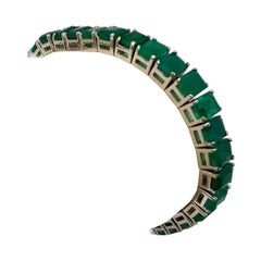 40 carati di smeraldo naturale tagliato a smeraldo Bracciale Tennis in oro bianco 14 Kt 7,5"