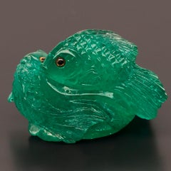 40 Ct Natural Emerald Fish Carving