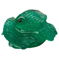 40 Ct Natural Emerald Fish Carving