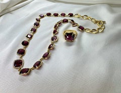 40 ct Rhodolite Garnet Necklace and 11.23 ct Garnet Ring Set